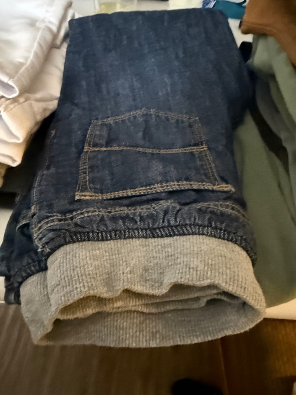 OshKosh B'gosh Dark Blue Jeans with Gray Knit Cuffs